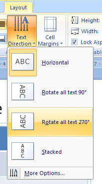 To change the direction, click the Text Direction button, and then select an option.
