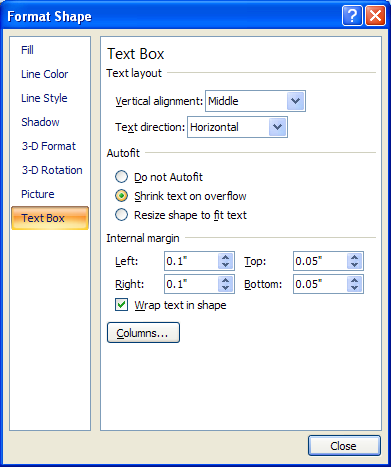 Click Text Box. Click the Autofit option.
