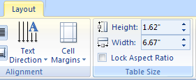 To set a specific size for the table, click the Table Size button, and then specify a height and width.