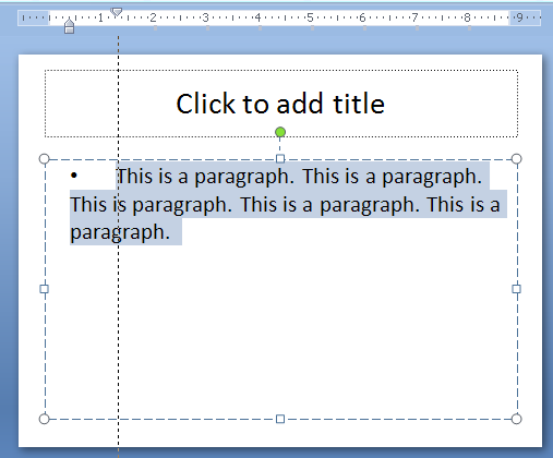 http://www.java2s.com/Tutorial/Microsoft-Office-PowerPoint-2007Images/Change_Distance_Between_Bullets_And_Text___Drag_Firstline_Indent_To_Indent_Fir.PNG