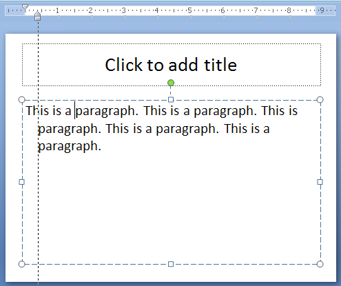 To change the distance between the indents and the left margin, drag the rectangle below the left indent marker.