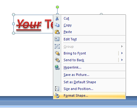Right-click the WordArt object, click Format Shape, click the Background option, and then click Close.