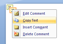 Right-click the comment, and then click Copy Text.