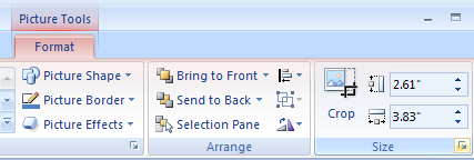 Click the picture. Click the Format tab under Picture Tools. Click the Size Dialog Box Launcher.