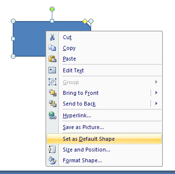 Right-click the shape, and then click Set as Default Shape.