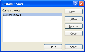 Click the show, click Remove, and then click Close.