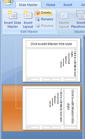 Select the slide master in the left pane, click the Delete button in the Edit Master group