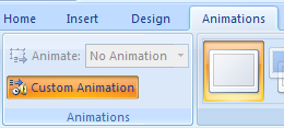 Click the Animations tab, and then click the Custom Animation button.