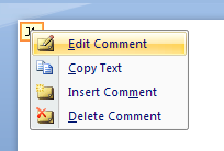 Right-click the comment, and then click Edit Comment.