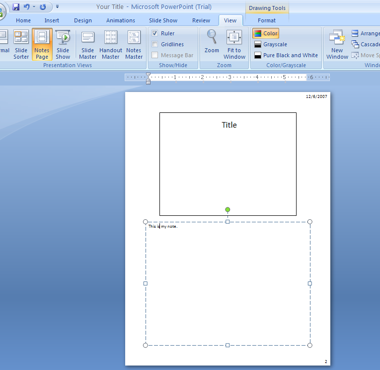Enter Notes in Notes Page View Notes « Slides « Microsoft Office