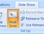 To show a hidden slide, click it, click the Hide Slide button again.