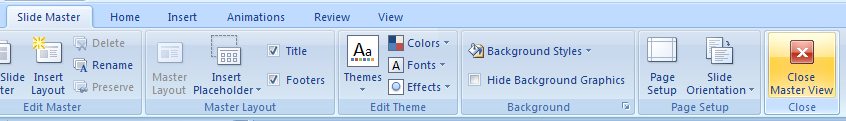 Click the Close Master View button on the Ribbon.