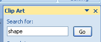 In the Clip Art task pane, type a keyword, and then click Go.