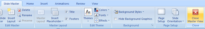 Click the Close Master View button on the Ribbon.