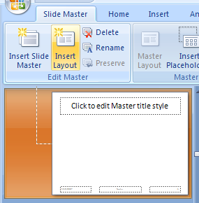 The new slide layout appears for the slide master.