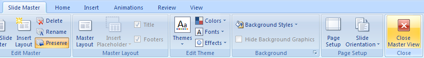 Click the Close Master View button on the Ribbon.