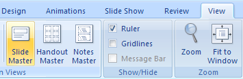 Click the View tab, and then click the Slide Master button.