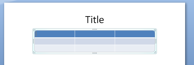 Release the mouse button to insert a blank grid in the document.