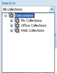 Click the Search In list arrow, and then select the collections.