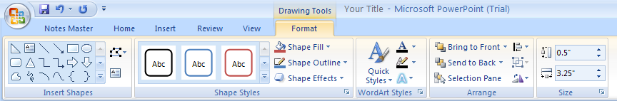 To format the placeholder, click the Home and Format (under Drawing Tools) tabs, and then use the formatting tools on the Ribbon.