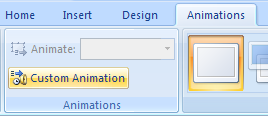 Select the text. Then go to Animations |Animations |Custom Animation.