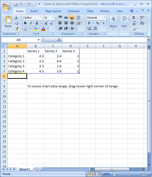 Close the Excel and return to PowerPoint.