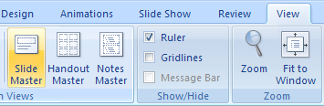 Click the View tab, click the Slide Master button