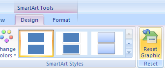 Select the SmartArt graphic, click the Design tab under SmartArt Tools, and then click the Reset Graphic button.