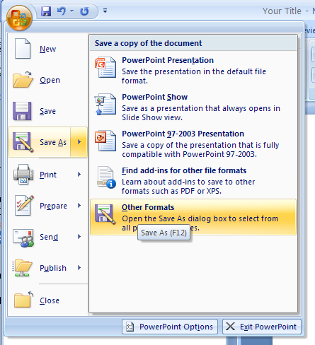 Powerpoint 2003 Tutorial on Save A Presentation For Powerpoint 97 2003 Or Other Format