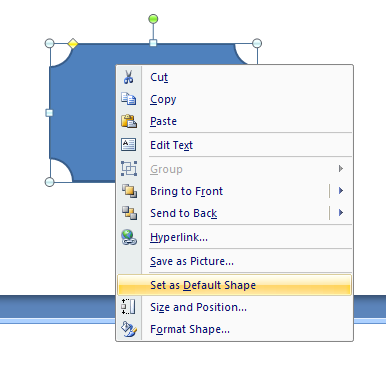 Right-click the shape, and then click Set as Default Shape.