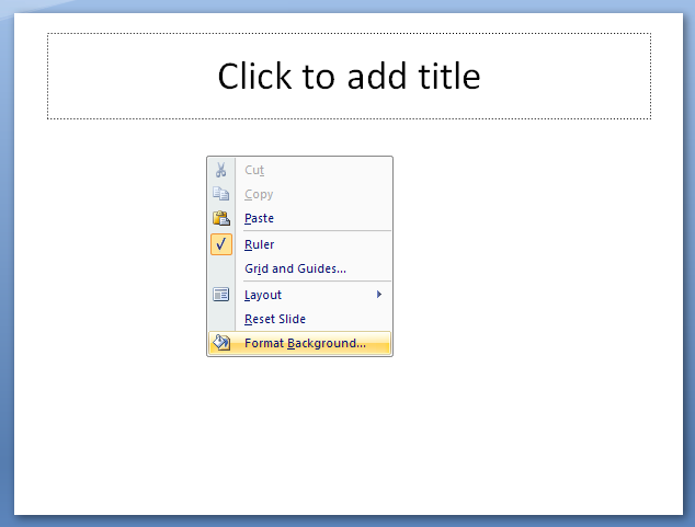 Right-click the slide and then choose Format Background.