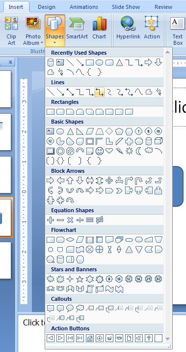 Click Drawing Tools | Format  Illustrations|Shapes and choose a connector.