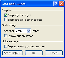 Select or clear the Display grid on screen check box. Select or clear the Display drawing guides on screen check box.