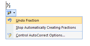 Click the AutoCorrect Options button that appears and then click the Undo command.