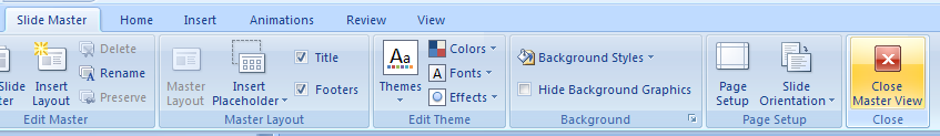 Click the Close Master View button on the Ribbon.