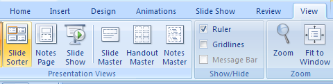 In Slide Sorter view, click a slide's transition icon to view the transition effect.