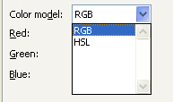 Click the Color Model list arrow
