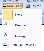 Then click the Drop Cap button