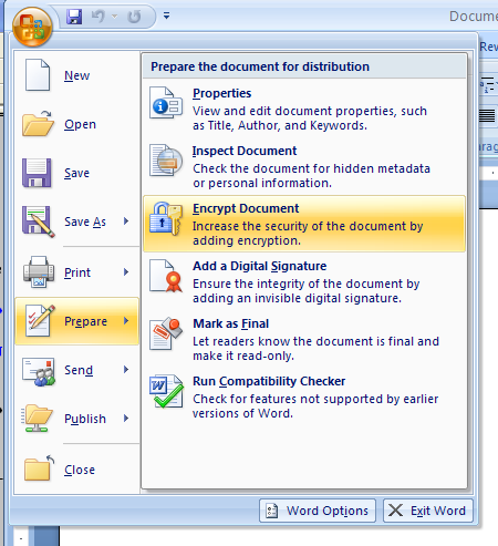 Then click Encrypt Document.