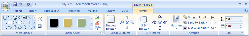 Click the Format tab under Drawing or Text Box Tools.