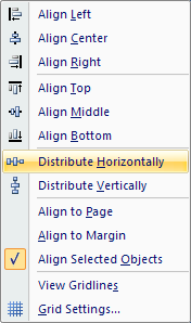 On the Align submenu, click Distribute Horizontally.