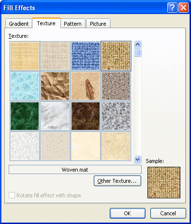 how to add texture in excel cell