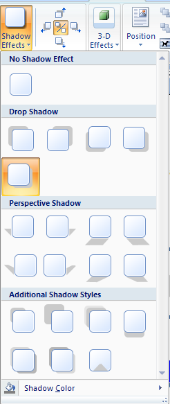 To add a shadow, click the Shadow Effects