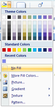 Click No Fill to remove a fill color.