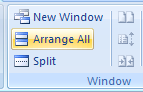 Click Arrange All, click an arrange window option (Tiled, Horizontal, Vertical, or Cascade), and then click OK.