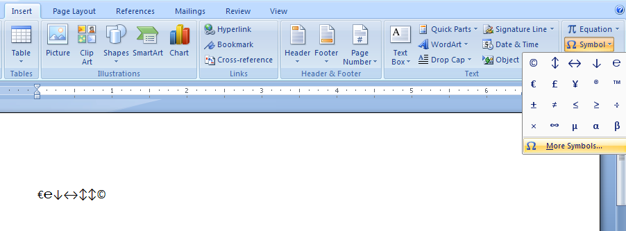 Assign A Shortcut Key To Insert A Symbol Within The Document Symbols Special Characters Documentation Microsoft Office Word 2007 Tutorial
