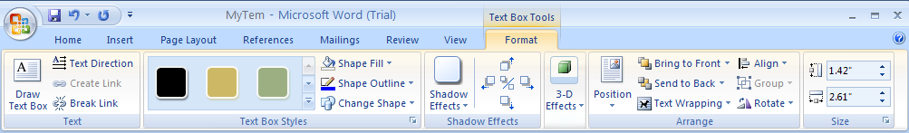 Click the Format tab under Text Box Tools