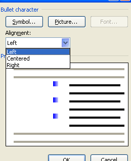 Specify the alignment and any other formatting.