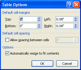 Specify cell margin sizes