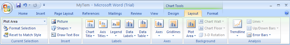 Click the Layout tab under Chart Tools.